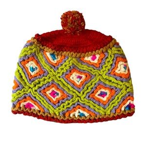 Artesania Multi Color Geometric Knit Hat